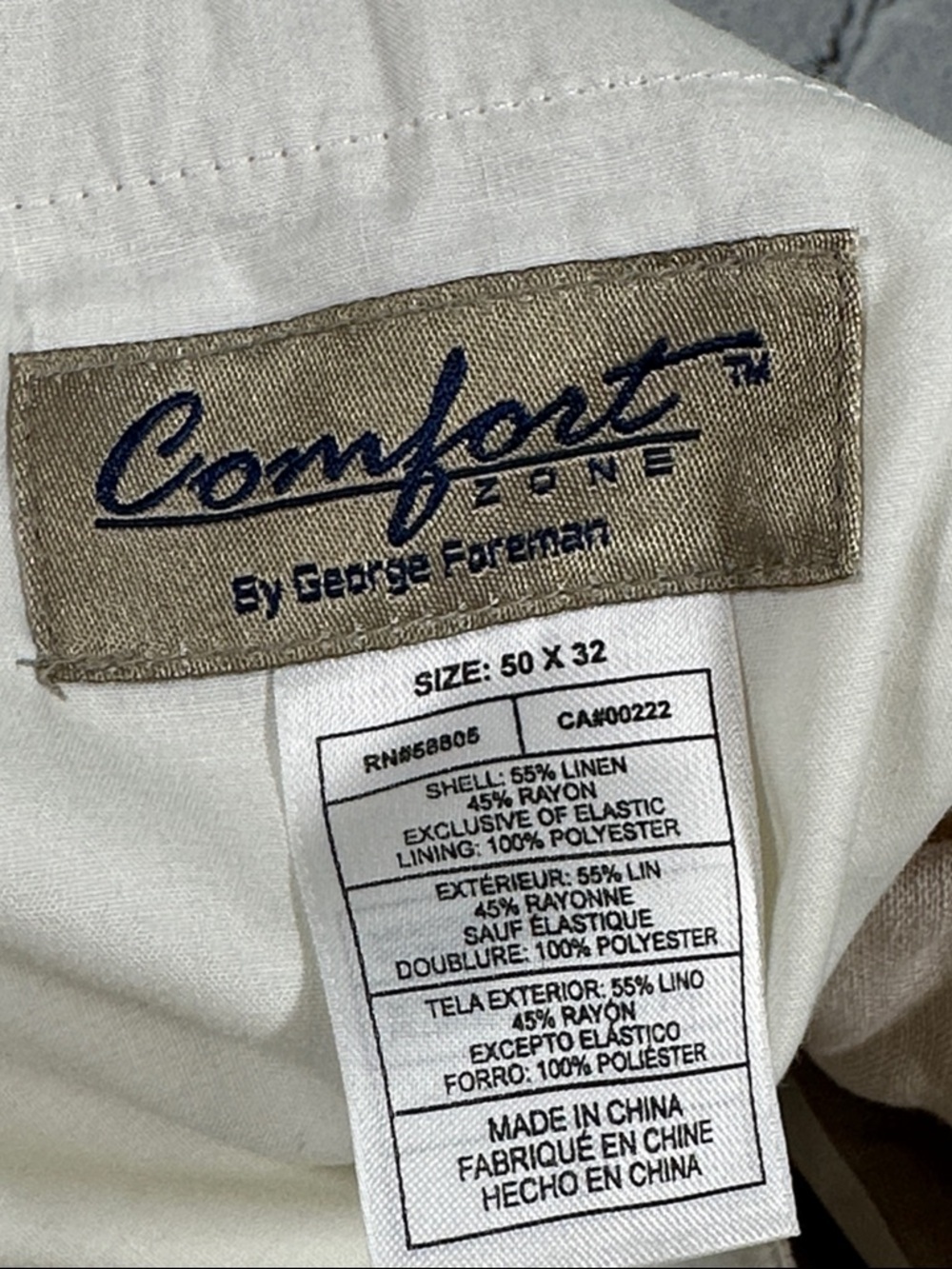 Comfort Zone by George Foreman Waist-Relaxer Linen Blend Pants Khaki size 50x32 - Picture 12 of 14